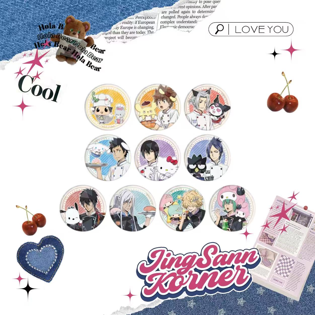 Family teachers REBORN!Sanrio co-branded waiter flash bar badge