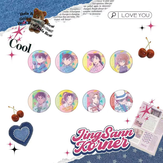 Detective Conan Anti-color polka dot series One pack of one random character badge