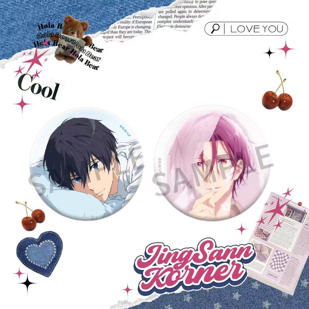 Free! FS Male Swimming Club 75mm big badge